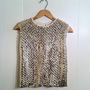 VINTAGE gold sequin crop top